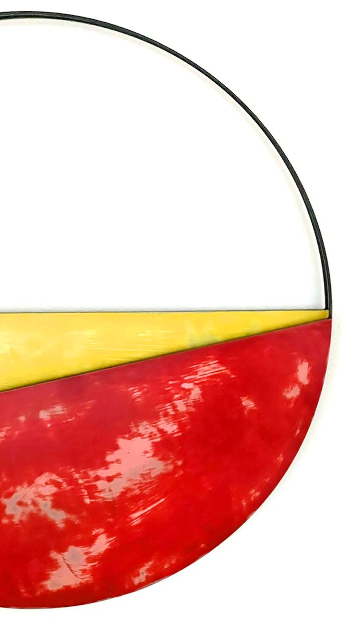 Wenn dir das Herz vor Freude überläuft - Drehpendel, Stahl, lackiert, patiniert, Durchmesser 90 cm, Schwingungsbreite 130cm, 2025